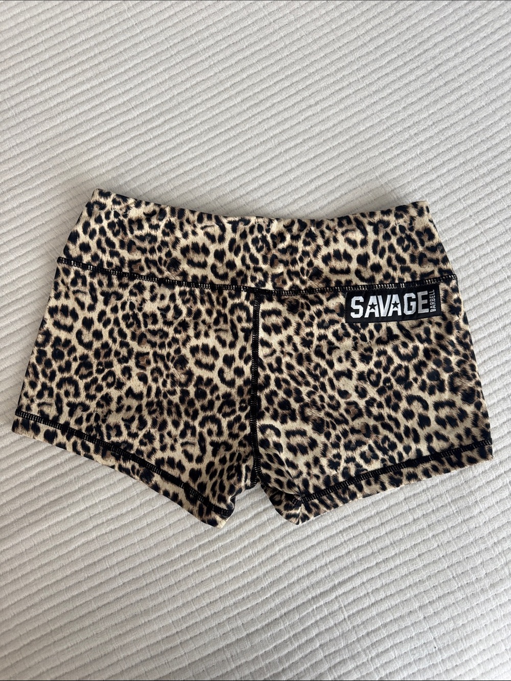 Savage Barbell Leopard Print CrossFit Shorts in Tan and Black
